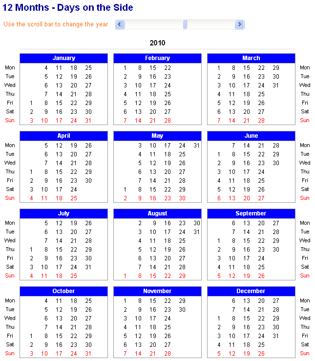 Excel Calendar Spreadsheet 2010
